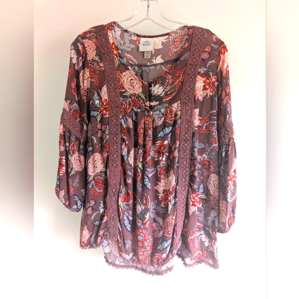Knox Rose Floral Boho Blouse - Dusty Pink